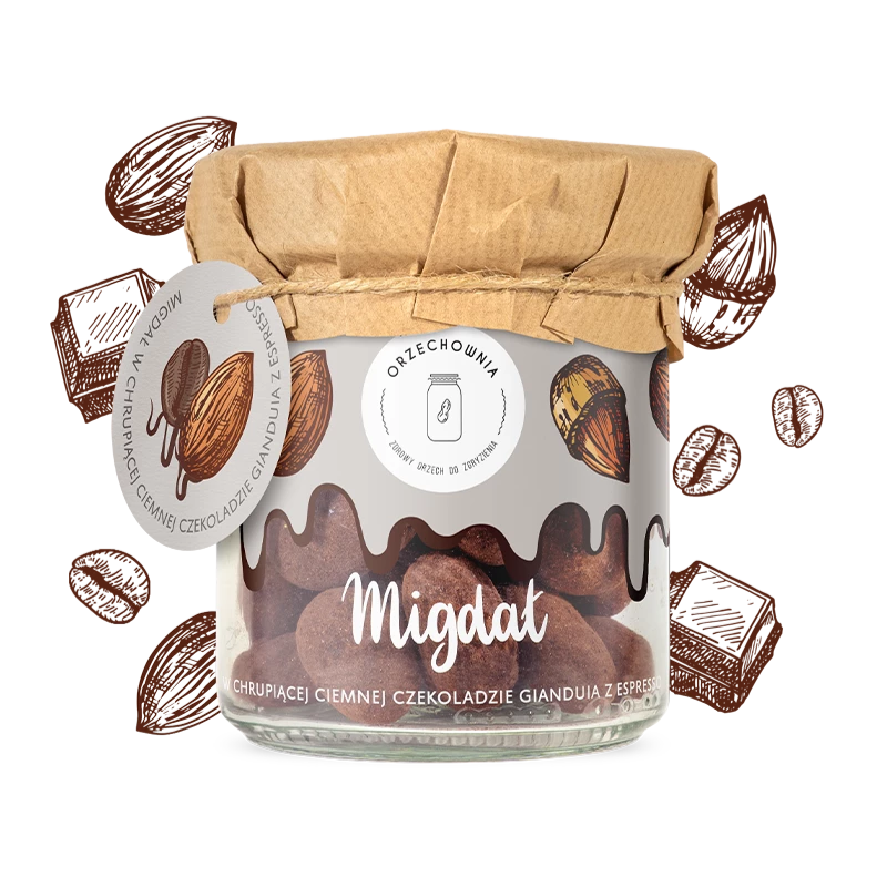 Migdał w chrupiącej ciemnej czekoladzie z espresso